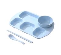 Divided Student Meal Plate Set with Bowl and Tableware Economical Drop-Proof Divided Food Plate Plastic Fat-Loss Meal Plate School