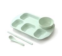 Divided Student Meal Plate Set with Bowl and Tableware Economical Drop-Proof Divided Food Plate Plastic Fat-Loss Meal Plate School
