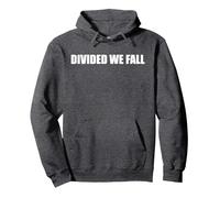 Divided We Fall Pullover Hoodie, Adult Unisex, Dark Heather Grey, XL