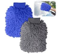 DiviDermy 2pcs Microfiber Car Wash Mitt, Professional Cleaning Microfibre Sponge Mitts, Anti-Scratch Microfiber Detailing Glove, Lightweight & Durable, Gently Removes Dirt, Grey and Blue