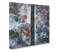 Dividing the Forest Canvas Print | Gallery Wrapped 30mm Frame Wall Art | 14x14 inches | Ready to Hang | Abstract Landscape Picture | Living Room Bedroom Lounge Office