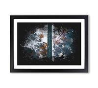 Dividing The Forest Paint Splash Framed Print | A2 Black Framed Wall Art | Ready to Hang | Modern Landscape Picture | Living Room Bedroom Lounge Office