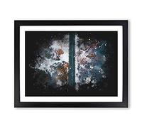 Dividing The Forest Paint Splash Modern Art Framed Print | A3 Black Framed Wall Art | Ready to Hang | Modern Landscape Picture | Living Room Bedroom Lounge Office