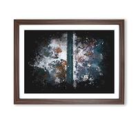 Dividing The Forest Paint Splash Modern Art Framed Print | A4 Walnut Framed Wall Art | Ready to Hang | Modern Landscape Picture | Living Room Bedroom Lounge Office