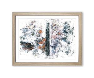 Dividing The Forest Watercolour Modern Framed Print | A3 Oak Framed Wall Art | Ready to Hang | Modern Landscape Picture | Living Room Bedroom Lounge Office