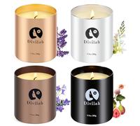Divilah Scented Candles Set 4 Pack, 260H Burn Time Long-Lasting Natural Soy Wax Candles with Essential Oils, Lavender/English Pear Freesia/Fig/Bluebell for Home Relaxation, Gifts for Women Men, 39oz