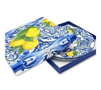 DIVINA Ceramic Plates with Lemon Motif, 19 cm, Set of 2 Decorated Plates - SF183