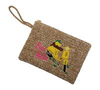 DIVINA Italian Design Bag251 Natural Straw Clutch Bag 25 x 18 cm with Lemon Embroidery, Zip Closure, Amalfi Coast Style, Hello Bella, 25 X 18 Cm
