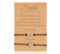 DIVINA VITAE 2 Pcs Matching Couples Bracelets - Adjustable His and Hers Sun and Moon Friendship Bracelets for Long Distance Relationships - Women Men