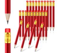 DIVINA VITAE 24 Pcs Back to School Small Pencils Half Pencils with Erasers 3.93 Inch Mini Short Golf Pencil Bulk Red Pre Sharpened Graphite HB Pencil for Baby Shower Bridal Shower Wedding