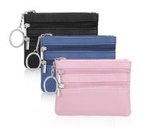DIVINA VITAE 3 Pack Leather Coin Purse for Women Small Change Purse Women's Coin Purses & Pouches Zipper Coin Purse Mini Pouch Change Wallet with Keychain for Women and Men