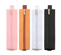 DIVINA VITAE 4 Pcs Small Pencil Case Slim with Adjustable Band 4 Colors Elastic Pen Holder for Notebook Pen Sleeve Pouch Journal Pencil Holder Zipper Bag for Notebook Planners Binders Journals Book