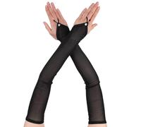 DIVINA VITAE Black Mesh Gloves - Women's Long Fingerless Sheer Mesh Arm Gloves for Wedding, Bridal, Opera, Prom, Party, Halloween Costume