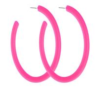 DIVINA VITAE Hot Pink Acrylic Hoop Earrings, Neon Retro 80s 90s Style, Large Chunky C Shape, Lightweight, Perfect for Parties & Gifts