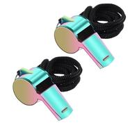 DIVINA VITAE Referee Whistle Sports with Lanyard- 2pcs Stainless Steel Metal Whistles Colorful Whistles for Teachers Emergency Whistle for Outdoor Activities, Referees, Coaches, Lifeguards, Soccer