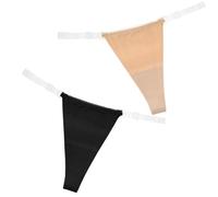 DIVINA VITAE Women's 2 Pack Clear Strap Thong Adjustable G String Thongs Invisible T-Back Underwear No Show Underwear Panties
