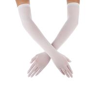 DIVINA VITAE Women's White Sheer Super Long Tulle Mesh Opera Elbow Length Ladies Wedding Party Opera Halloween Costume 1920's Dance Gloves
