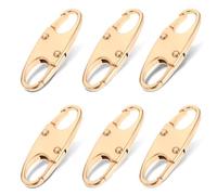 DIVINA VITAE Zipper Clips Anti Theft Deterrent, 6PCS S Carabiner Small Zipper Pull Locks Mini Snap S Hooks for Backpacks Camping Fishing Traveling Outdoor Sports (Gold)