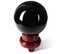 Divination Black Crystal Ball Obsidian Stone Sphere Polished Rock Decorative Orb for Home Decor Ornaments,6cm