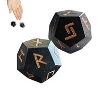 Divination Dice Set | 2PCS Wooden D-ice Engraved Elder Symbols Collectable Carving with Historical Charm | Portable Occult Tool for Spiritual Readings and Games Norse Dice Set