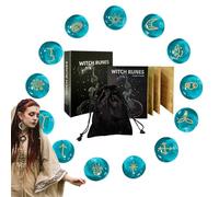 Divination Set, Sacred Stone Symbols Kit, Spiritual Guiding Tools with Instruction Book, Portable Case Included, Handmade Engraved Stones, Magic Ritual Ornament