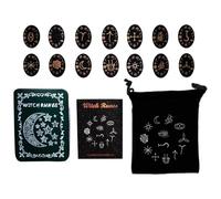 Divinations Family Wood Game Nordics Board Game Props Woodcut Stones with Storage Bag Engraved Stones Set