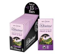Divine 68% Cocoa Dark Chocolate with Fruit & Nut 15 x 90g Bars - Fairtrade Dark Chocolate - Juicy Fruit & Crunchy Nut Pieces - Ethical Premium Chocolate