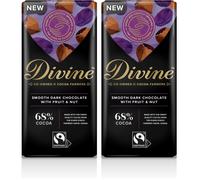 Divine 68 Dark Chocolate With Fruit and Nut 90 g bar Pack of 2