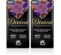 Divine 68% Dark Chocolate With Fruit and Nut, 90 g bar (Pack of 2)