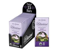 Divine 70% Cocoa Dark Chocolate 15 x 90g Bars - Fairtrade Dark Chocolate - Smooth Rich Flavour - Ethical Premium Chocolate