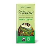 Divine 70% Cocoa Dark Chocolate with Mint Crisp 90g Bar - Fairtrade Dark Chocolate - Crunchy Mint Crisp Pieces - Ethical Premium Chocolate