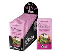 Divine 70% Dark Chocolate with Raspberries, 90 g bar (pack of 15)