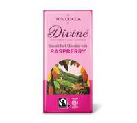 Divine 70% Dark Chocolate with Raspberries, 90 g bar