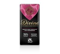 Divine 70% Dark Chocolate with Raspberries, 90 g bar (pack of 15)