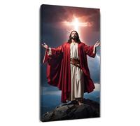 Divine Ascent with Cross Wall Art Modern Christian Canvas Print Jesus Christ Religious Art Bible Verse Christian Faith Artwork for Apartment Living Room Church Entryway Wall Decor