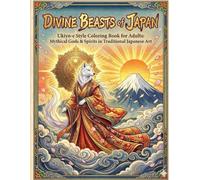 DIVINE BEASTS of JAPAN: Ukiyo-e Style Coloring Book for Adults: Mythical Gods & Spirits in Traditional Japanese Art