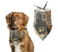 Divine Beasts Playing Mahjong Dog Bandanas for Feeding Grooming, Triangle Pet Bibs Washable Pets Scarf for Cats & Dogs