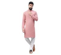 Divine Belief Men’s Kurta Pajama Set - Cotton Chikankari Embroidered Indian Ethnic Wear with Sequins - Traditional Outfit for Wedding, Festival & Party Pink