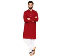 Divine Belief Men’s Kurta Pajama Set - Cotton Chikankari Embroidered Indian Ethnic Wear with Sequins - Traditional Outfit for Wedding, Festival & Party