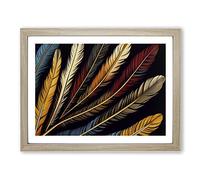 Divine Bird Feathers Framed Print | A4 Oak Framed Wall Art | Ready to Hang | Modern Nature Picture | Living Room Bedroom Lounge Office
