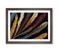 Divine Bird Feathers Framed Print | A4 Walnut Framed Wall Art | Ready to Hang | Modern Nature Picture | Living Room Bedroom Lounge Office