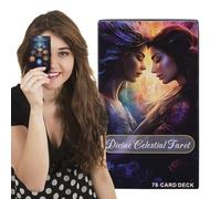 Divine Celestial Tarot Game, Casual 78-Card Deck, 4.06x2.36 Inch Compact with Mystical Appeal, Imagery Gear with Spiritual Style, Board Supply for Classmates, Daily Aid for Friends Family Party Usage