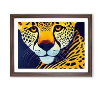 Divine Cheetah Framed Print | A2 Walnut Framed Wall Art | Ready to Hang | Modern Animal Picture | Living Room Bedroom Lounge Office