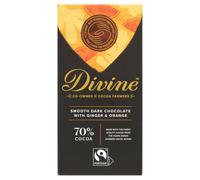 Divine 70% Cocoa Dark Chocolate With Ginger And Orange, 90 g bar