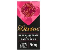 Divine 70% Dark Chocolate with Raspberries, 90 g bar