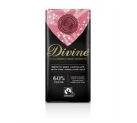 DIVINE CHOCOLATE FAIR TRADE Dark Bar with Pink Himalayan Salt 90g (PACK OF 15)