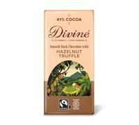 Divine Dark Chocolate with Hazelnut Truffle 90g Bar - Fairtrade Dark Chocolate - Smooth Hazelnut Truffle Filling - Ethical Premium Chocolate