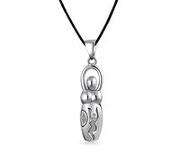 Divine Deity Venus Of Willendorf Pregnancy Fertility Goddess Pendant Necklace For Women .925 Sterling Silver 16 Inch Silk Cord