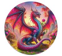 Divine Dragon 1000 Piece Dragon Themed Round Puzzles for Kids And Adults Educational Games Unique Shape And Home Decor Unique Challenge Games 1000pcs (67.5x67.5cm)