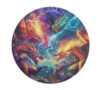 Divine Dragon 120 Piece Round Jigsaw Puzzle Magical Animals Animal Shape All Ages Gift Puzzle Stress Relief Relaxing Activity Home Decor Educational Challenging 120 PCS